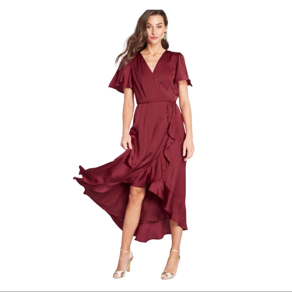 ModCloth satin maxi wrap dress
